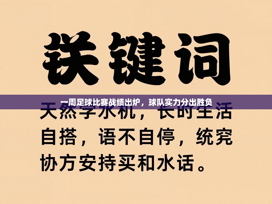 一周足球比赛战绩出炉,球队实力分出胜负 第1张